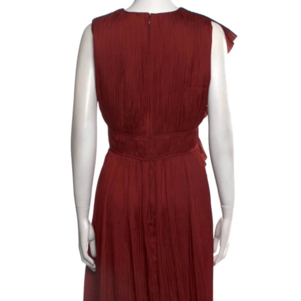 NWOT ULLA JOHNSON Luisa Plissé Satin Midi Dress in Claret M $720 - Picture 7 of 8